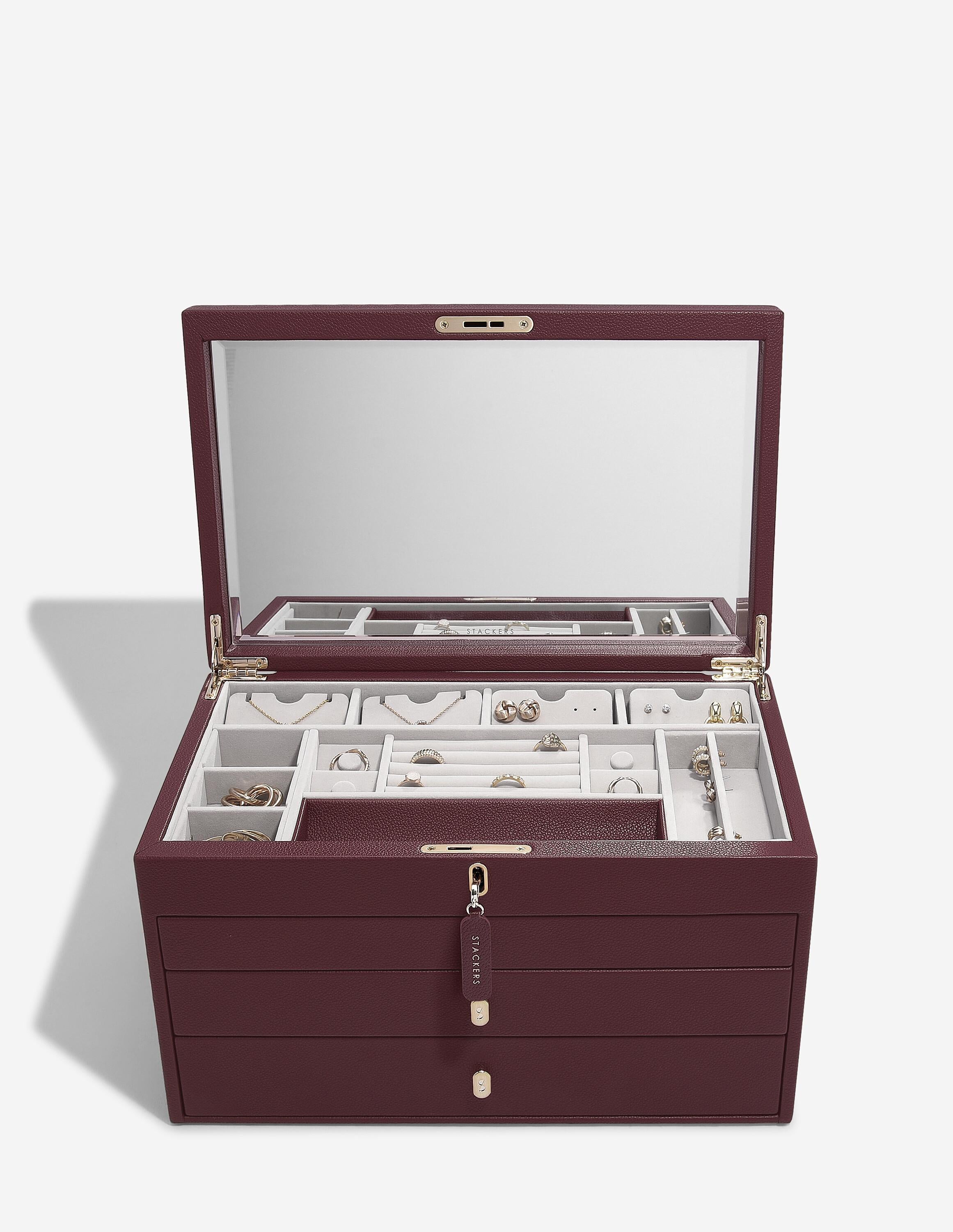 Stackers- Large Luxury Jewellery Box in Burgandy