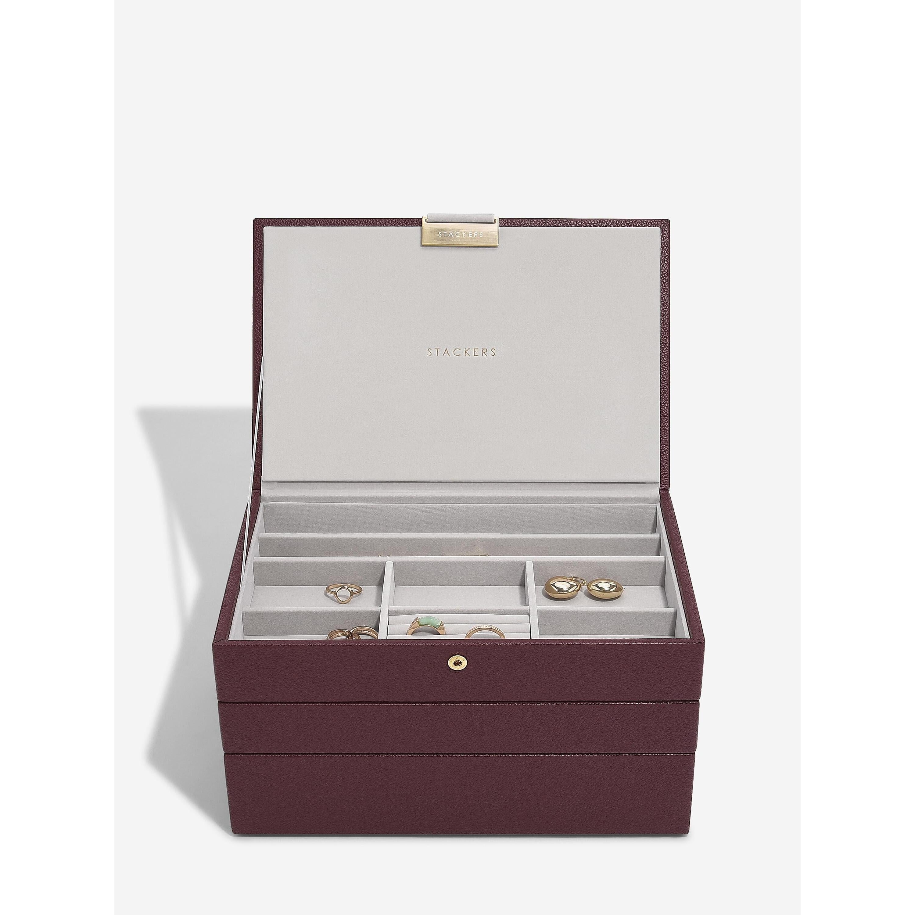 Stackers- Classic Set of 3 Jewellery Box in Burgundy