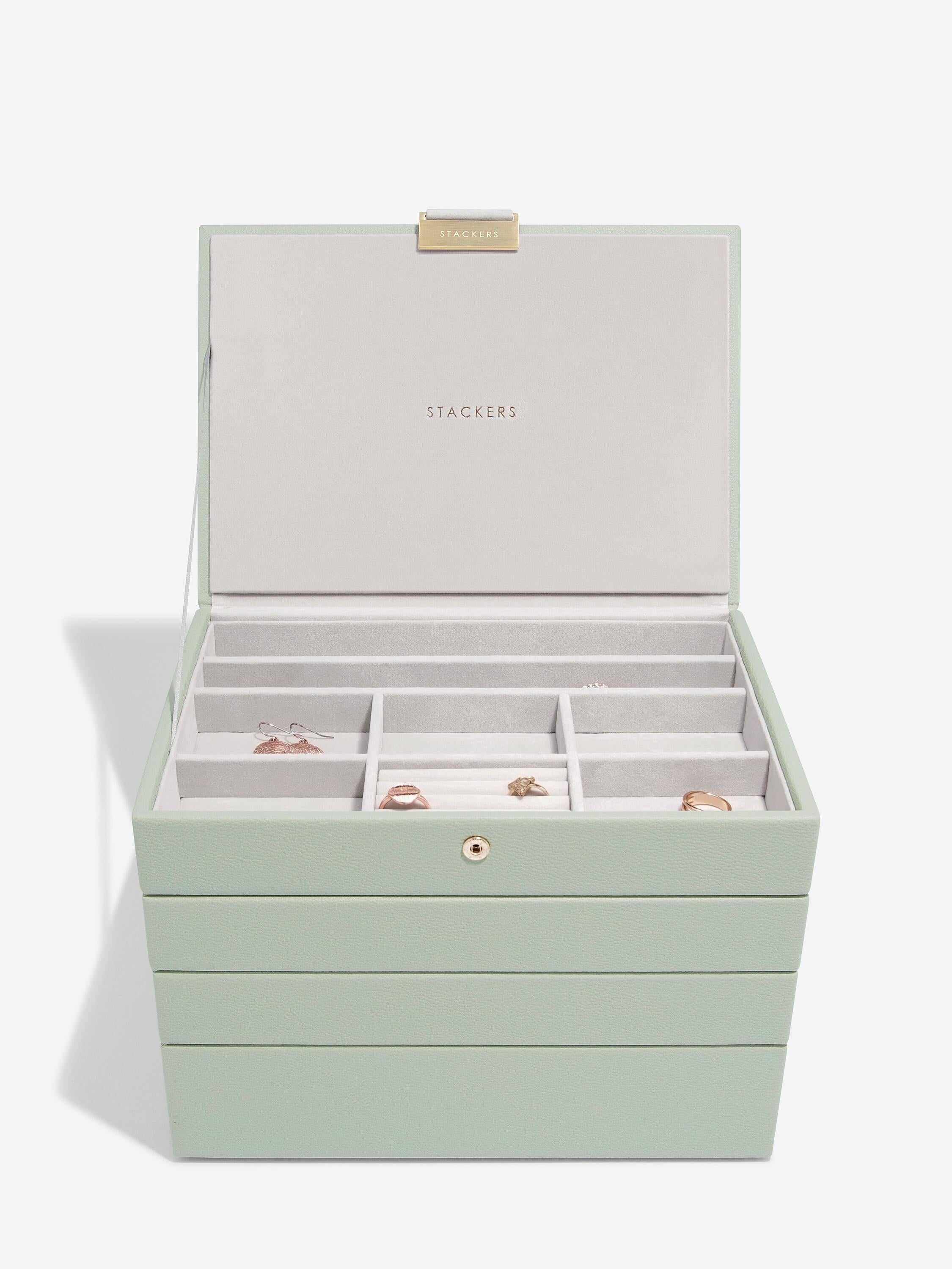 Stackers- Classic Set of 4 Jewellery Box in Sage Green