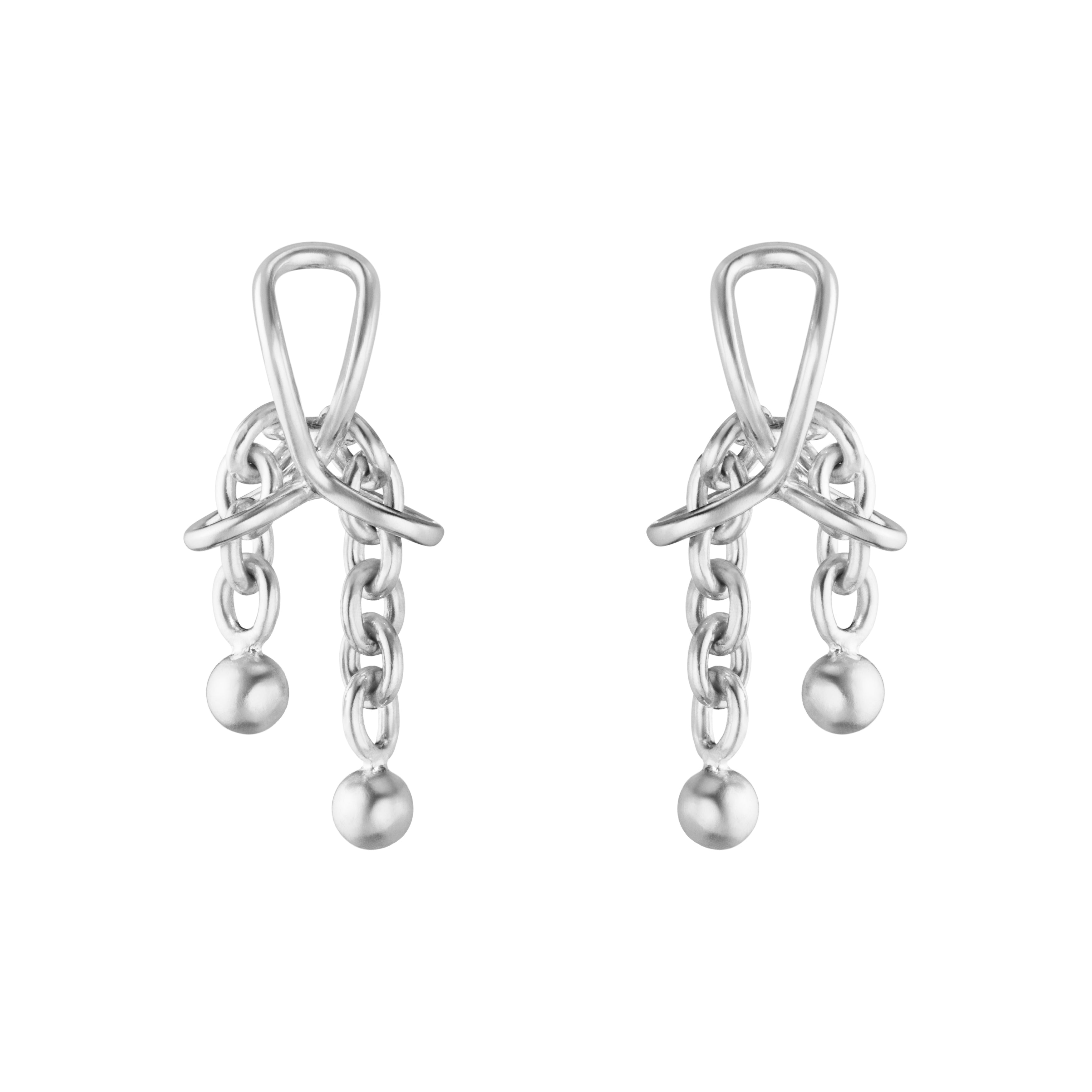 Georg Jensen Weft Earrings Silver Double Short