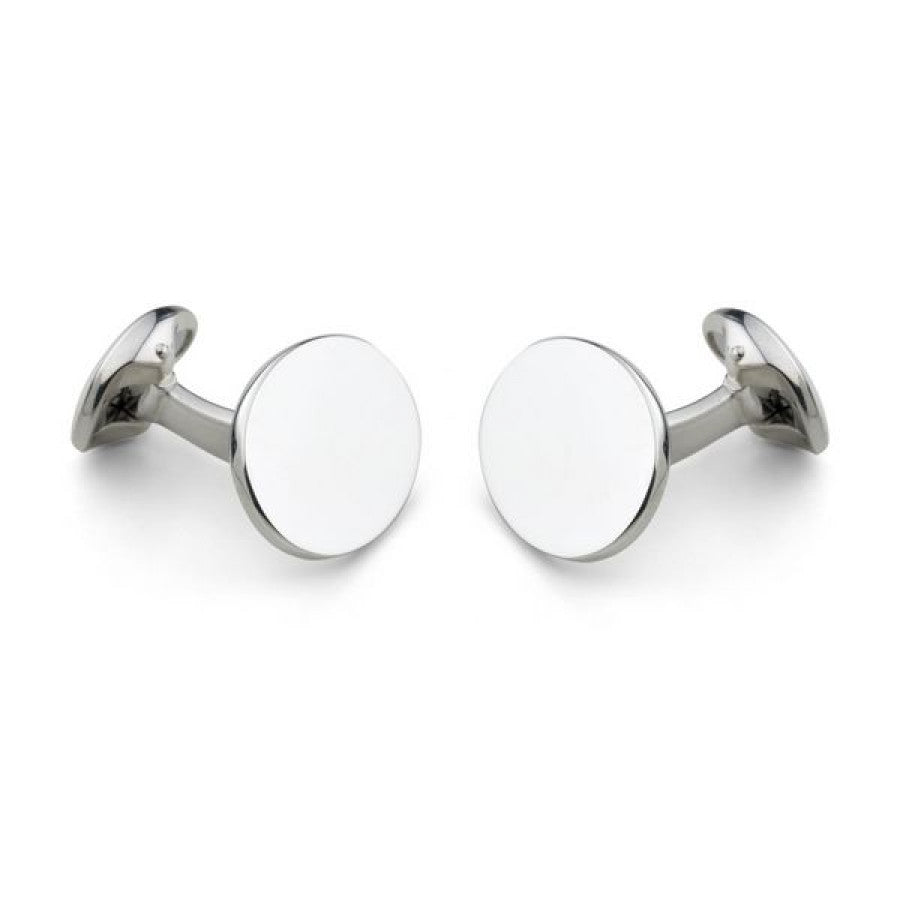 Sterling Silver Plain Oval Cufflinks