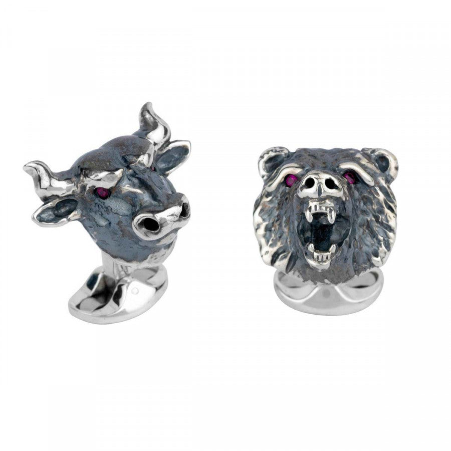 Sterling Silver Bull & Bear Cufflinks