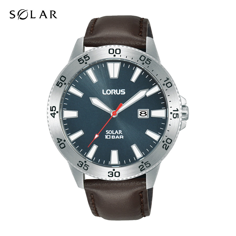 Solar Elegant Blue-Grey & Brown leather Sports