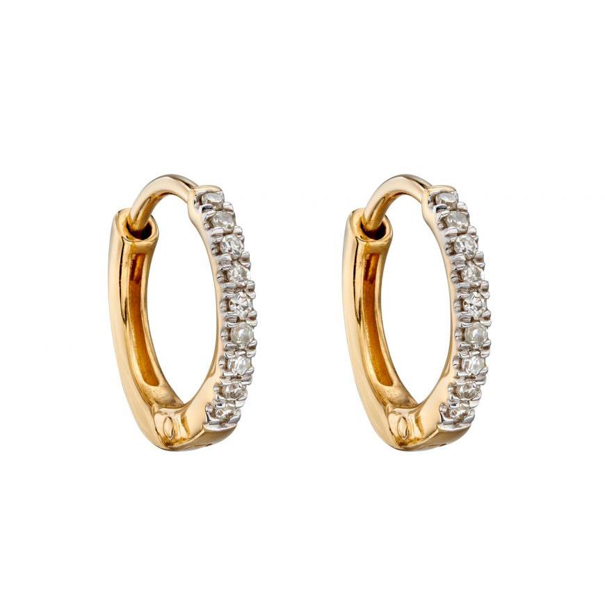 9ct Yellow Gold Diamond Set Hoop Earrings