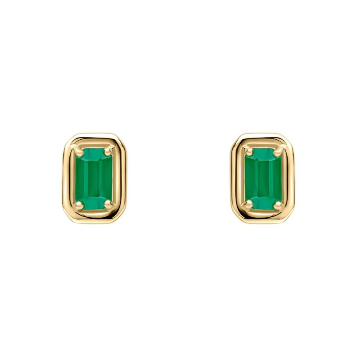 9ct Yellow Gold Emerald Stud Earrings