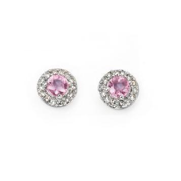 Pink Sapphire Earrings with Diamond Surround in 9ct Gold