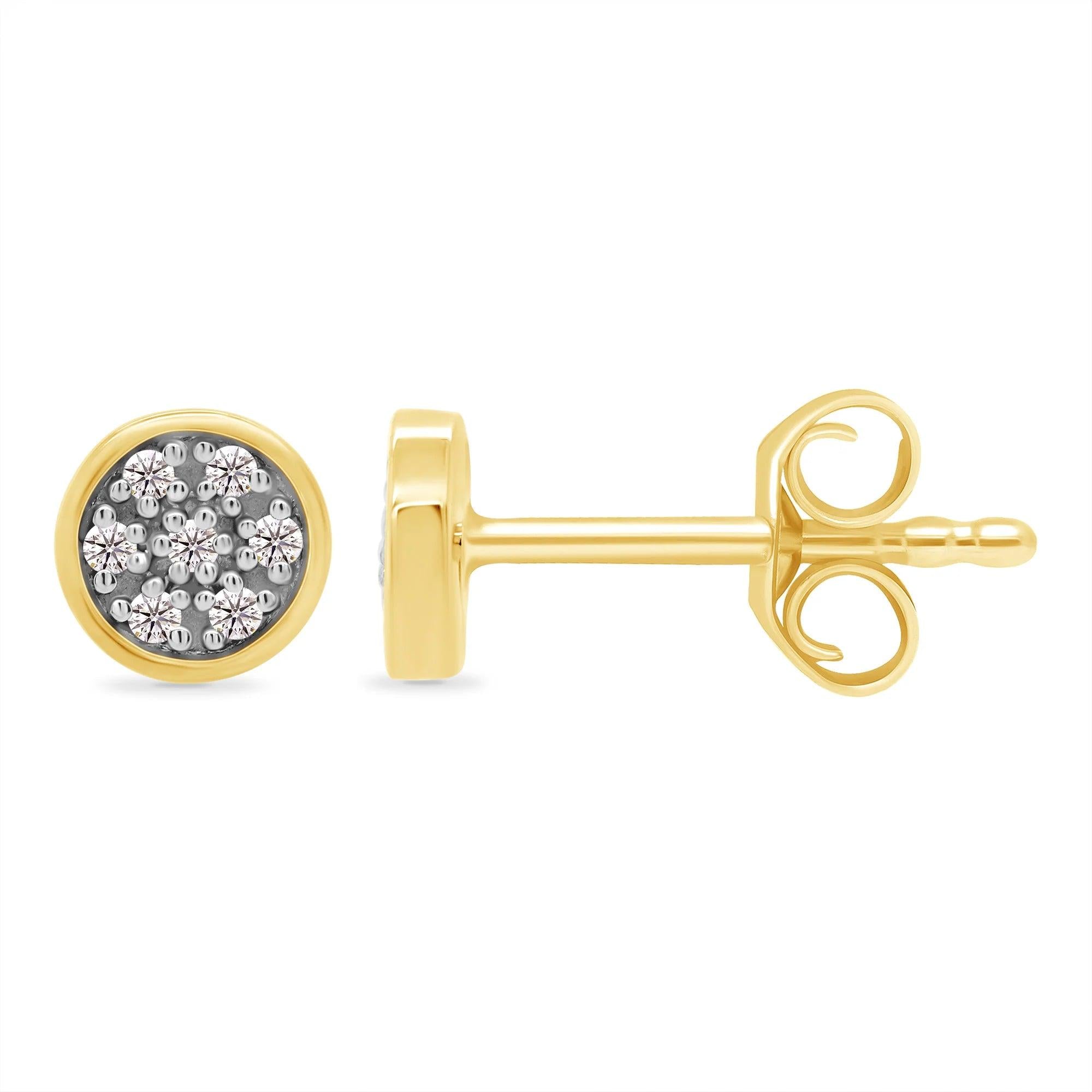 9ct yellow gold Diamond pave set stud earrings