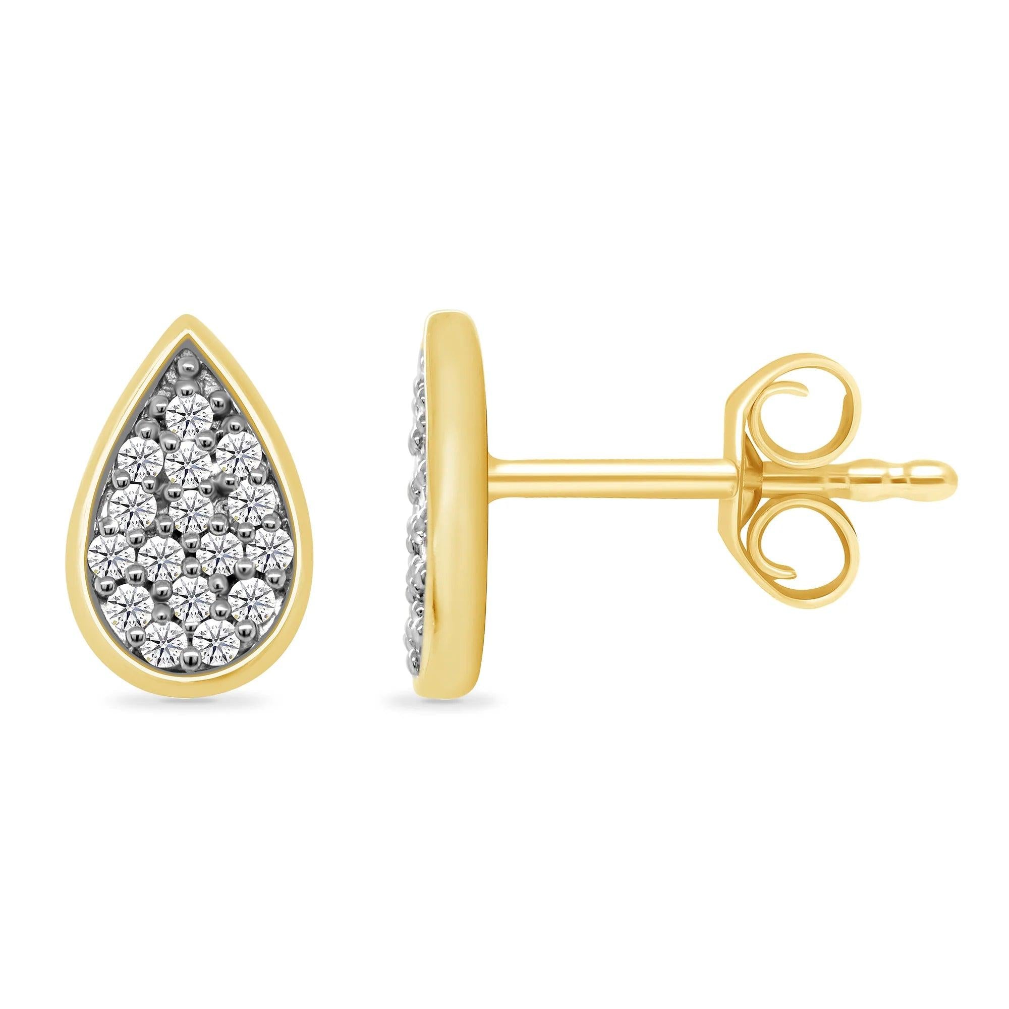 9ct yellow gold Diamond pave set stud earrings