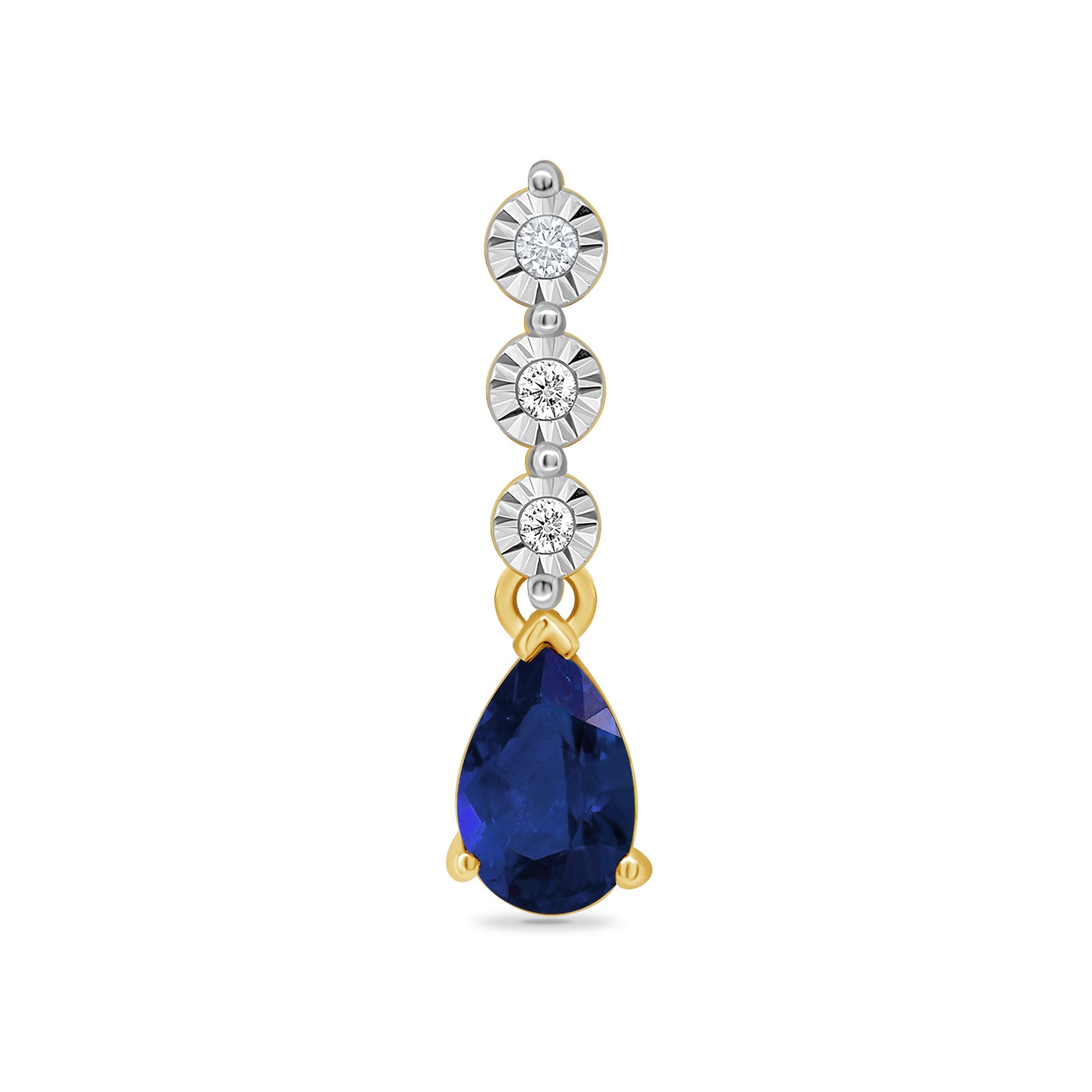 9ct Gold Pear Sapphire & Diamond Drop Pendant