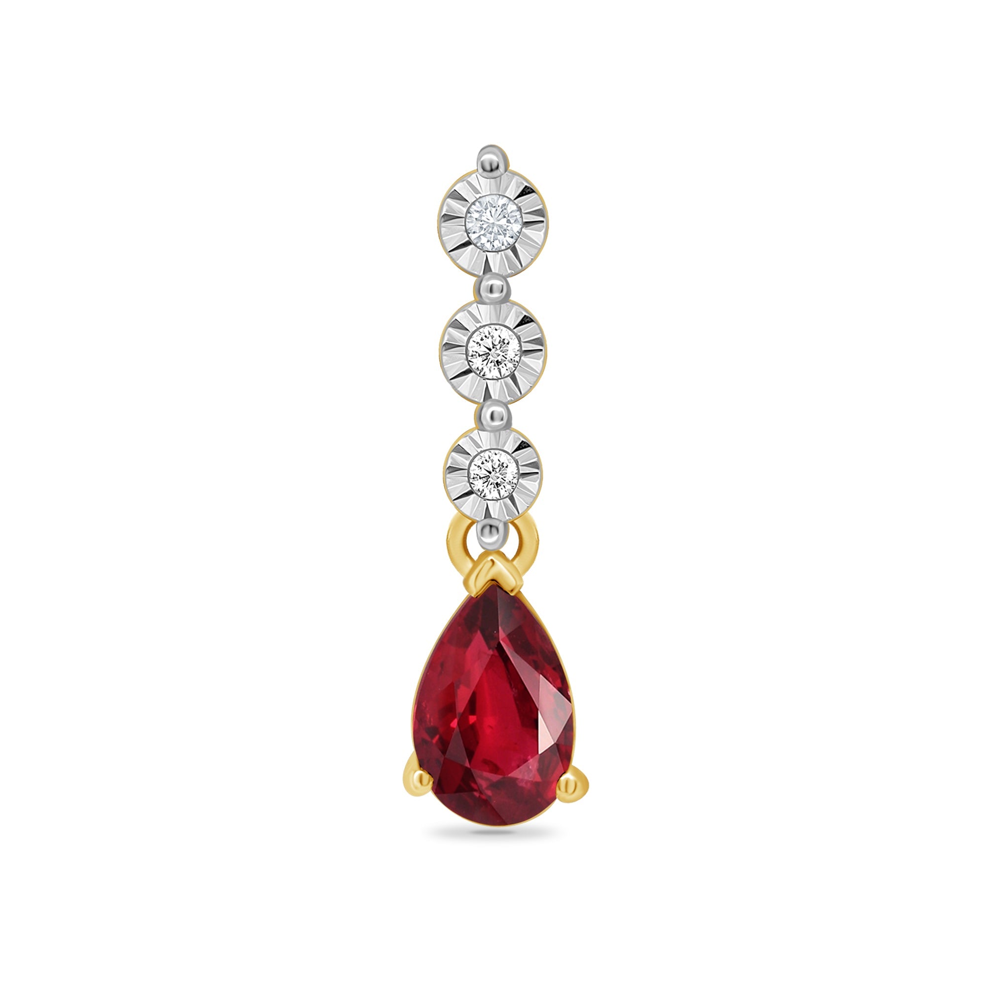 9ct Gold Pear Ruby & Diamond Pendant