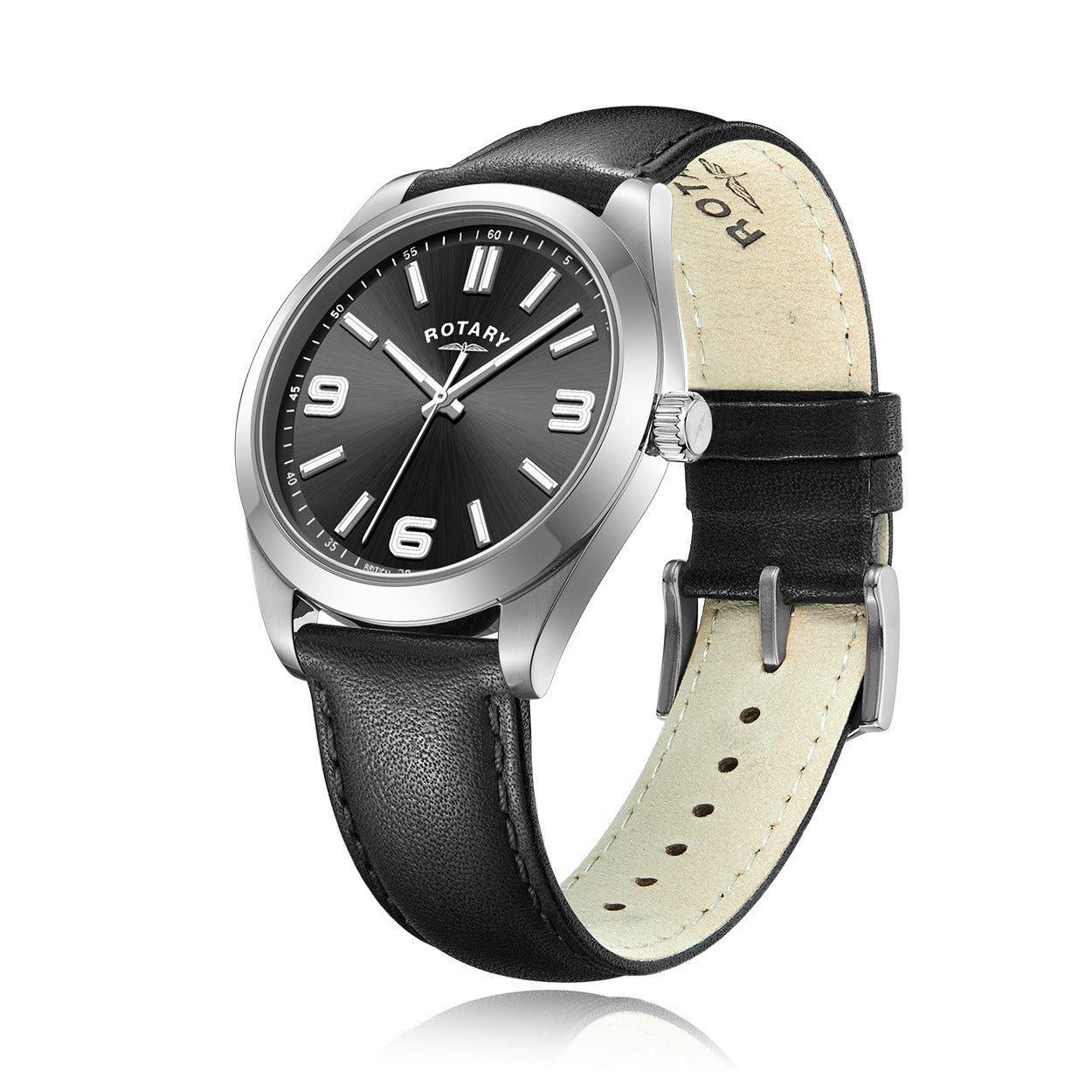 Heritage Sport Black dial watch leather strap watch