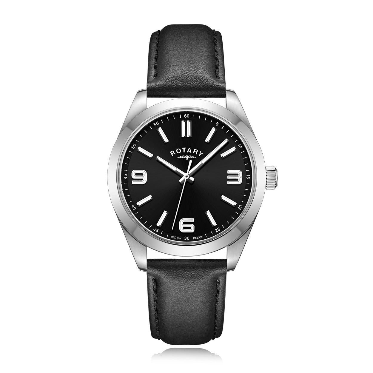 Heritage Sport Black dial watch leather strap watch