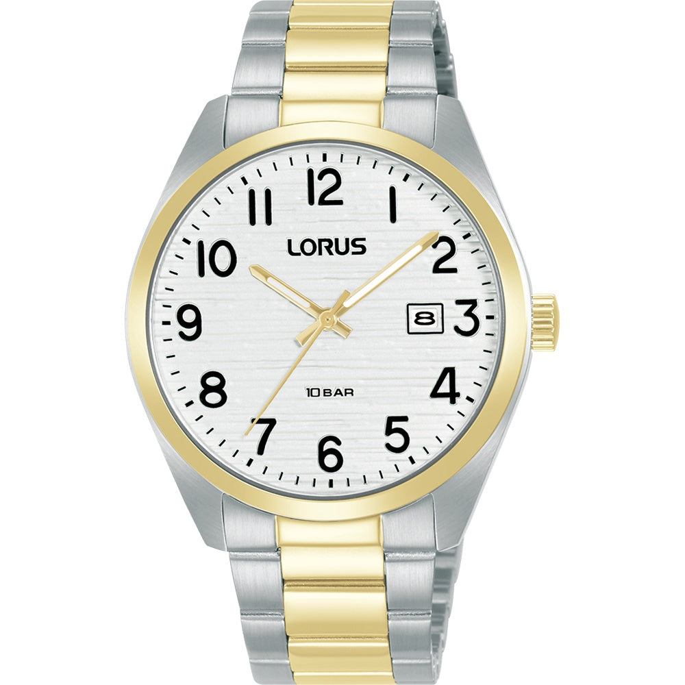 Gents gold coated and stainless steel bracelet watch