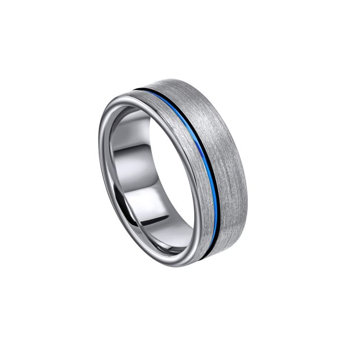 Blue Tungsten striped ring