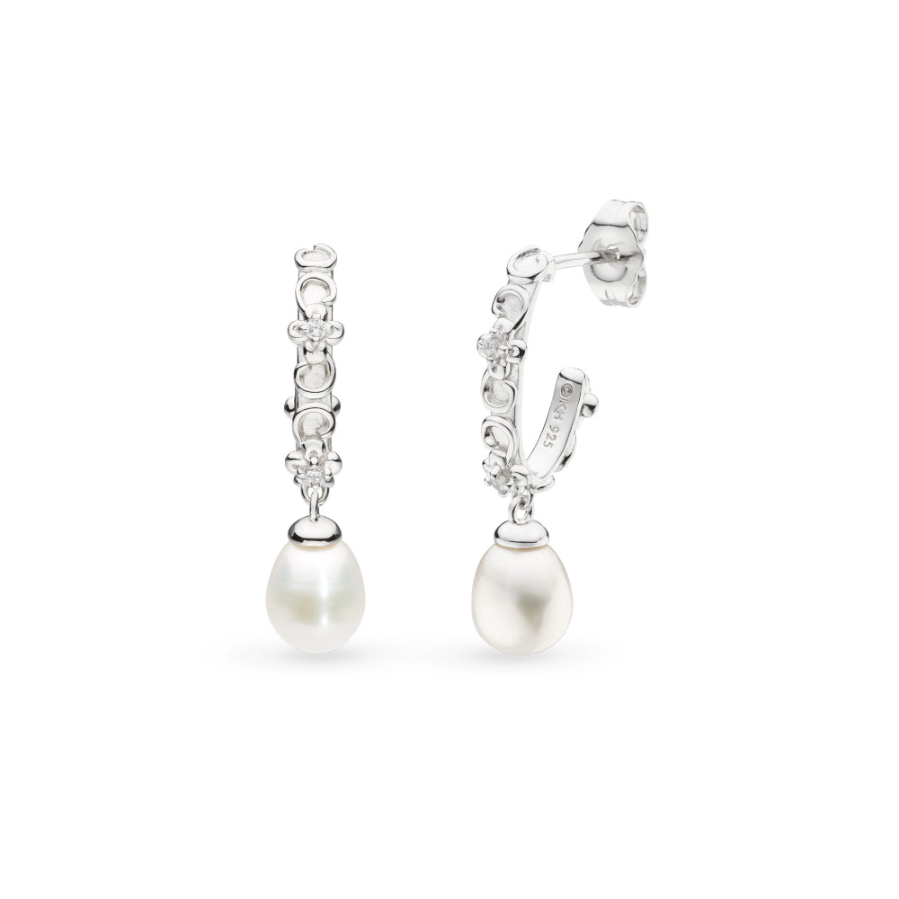 KH Blossom Flyte Honey Flower Pearl Oval Hoop Earrings