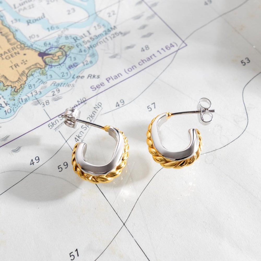 KH Marina Rope Band Golden Hoop Earrings