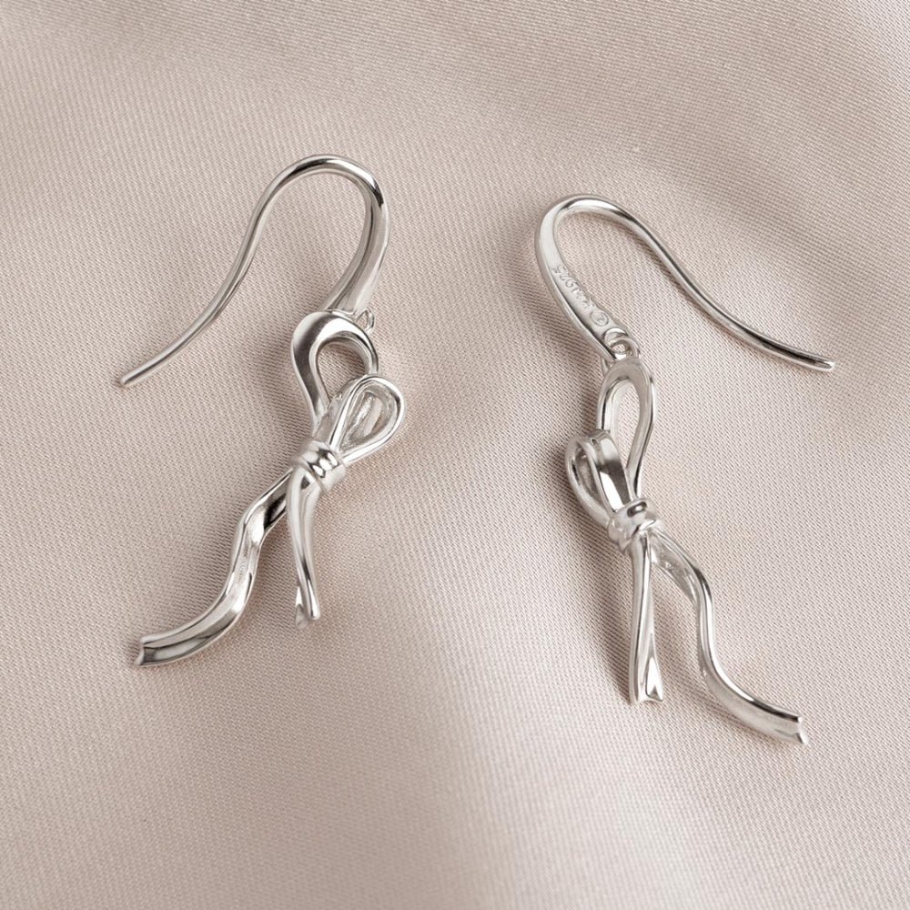 Serenity Ribbon Bow Loop Drop Earrings
