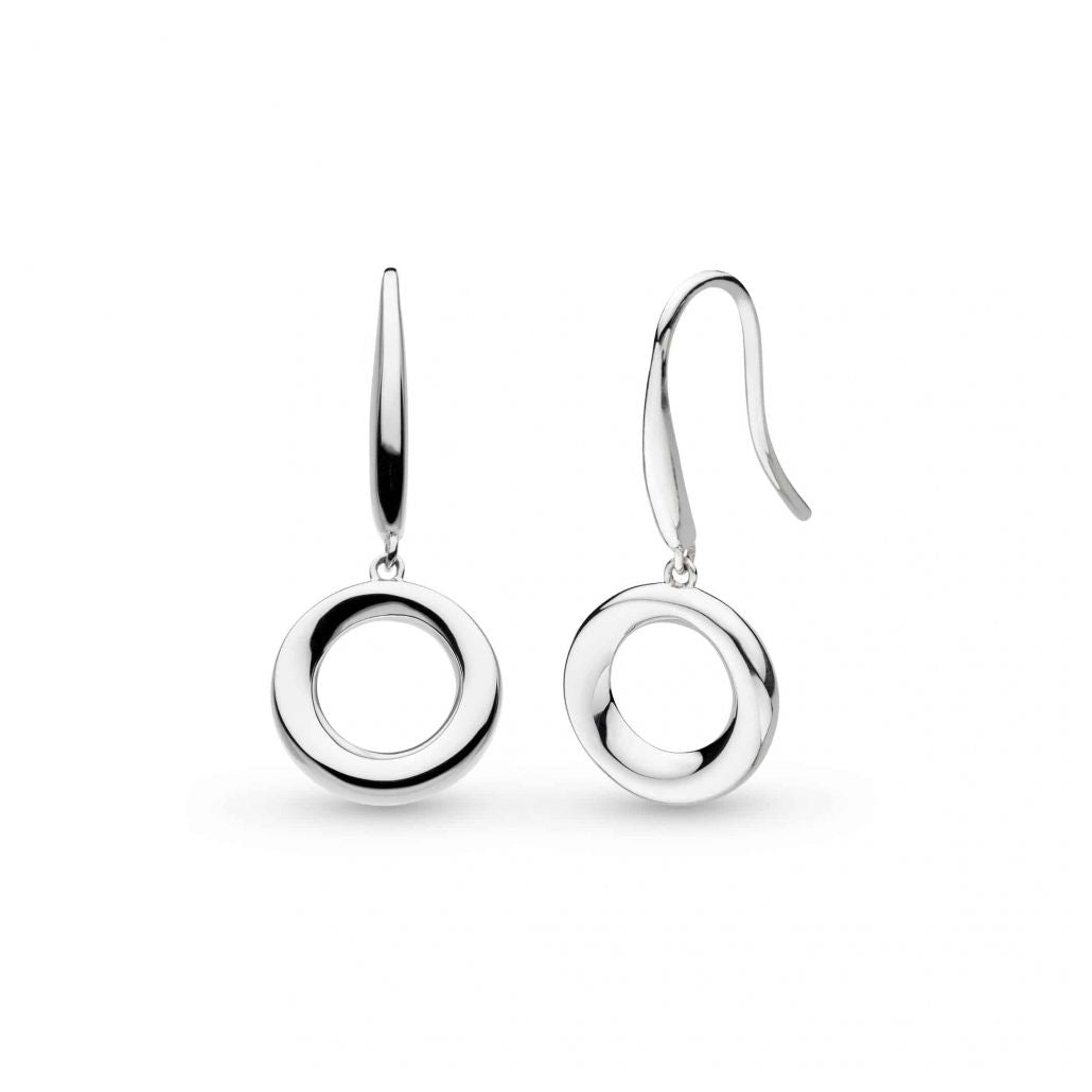 Silver Bevel Cirque Open Circle Earrings