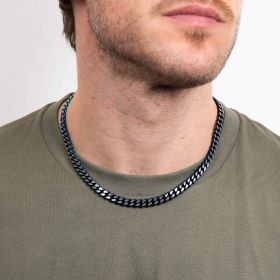 Stainless steel and blue trim 50cm Necklace