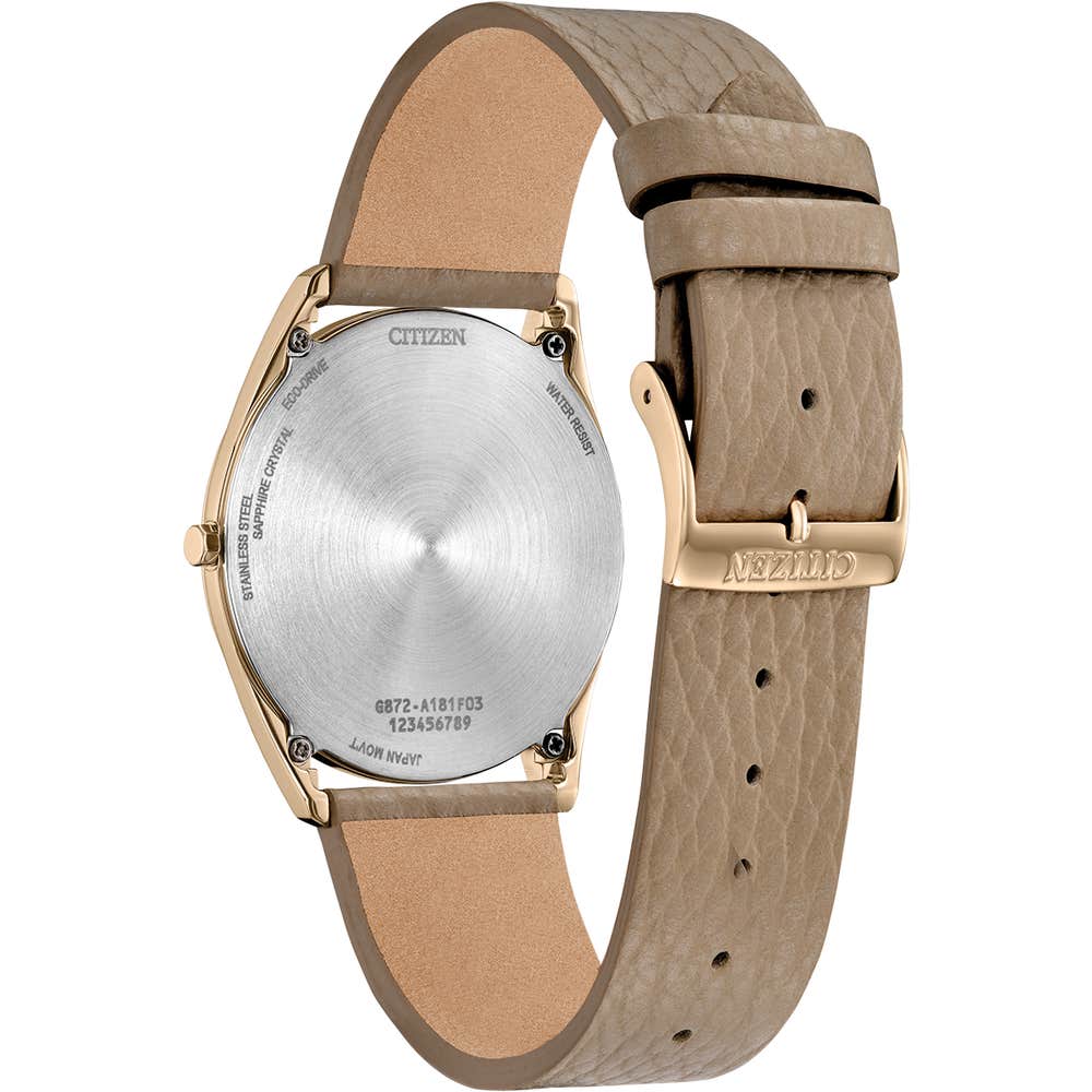 Unisex Taupe stiletto leather strap watch