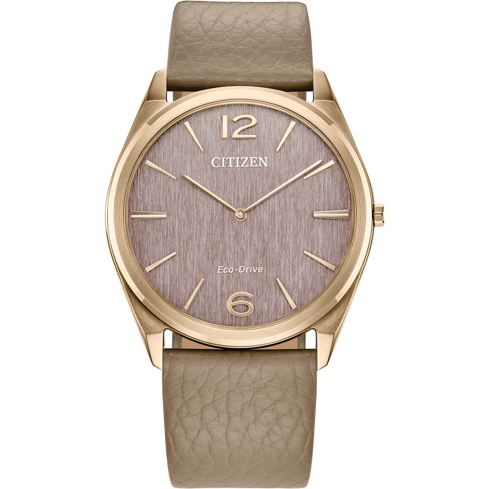 Unisex Taupe stiletto leather strap watch