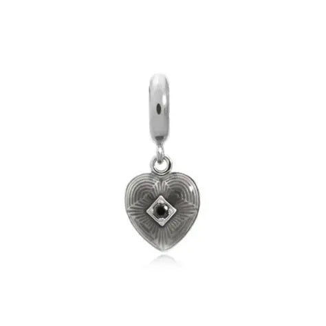 Silver Big Black Heart