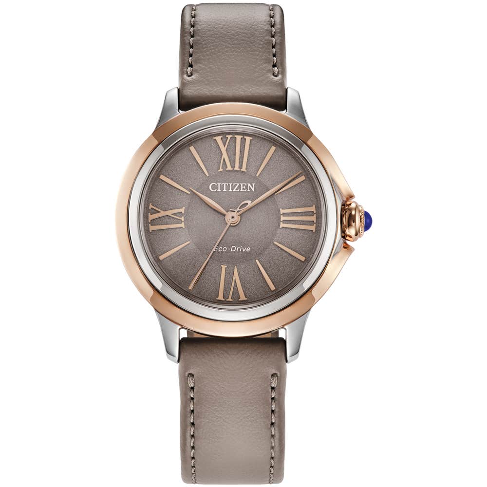 L Ceci ladys greige leather strap watch