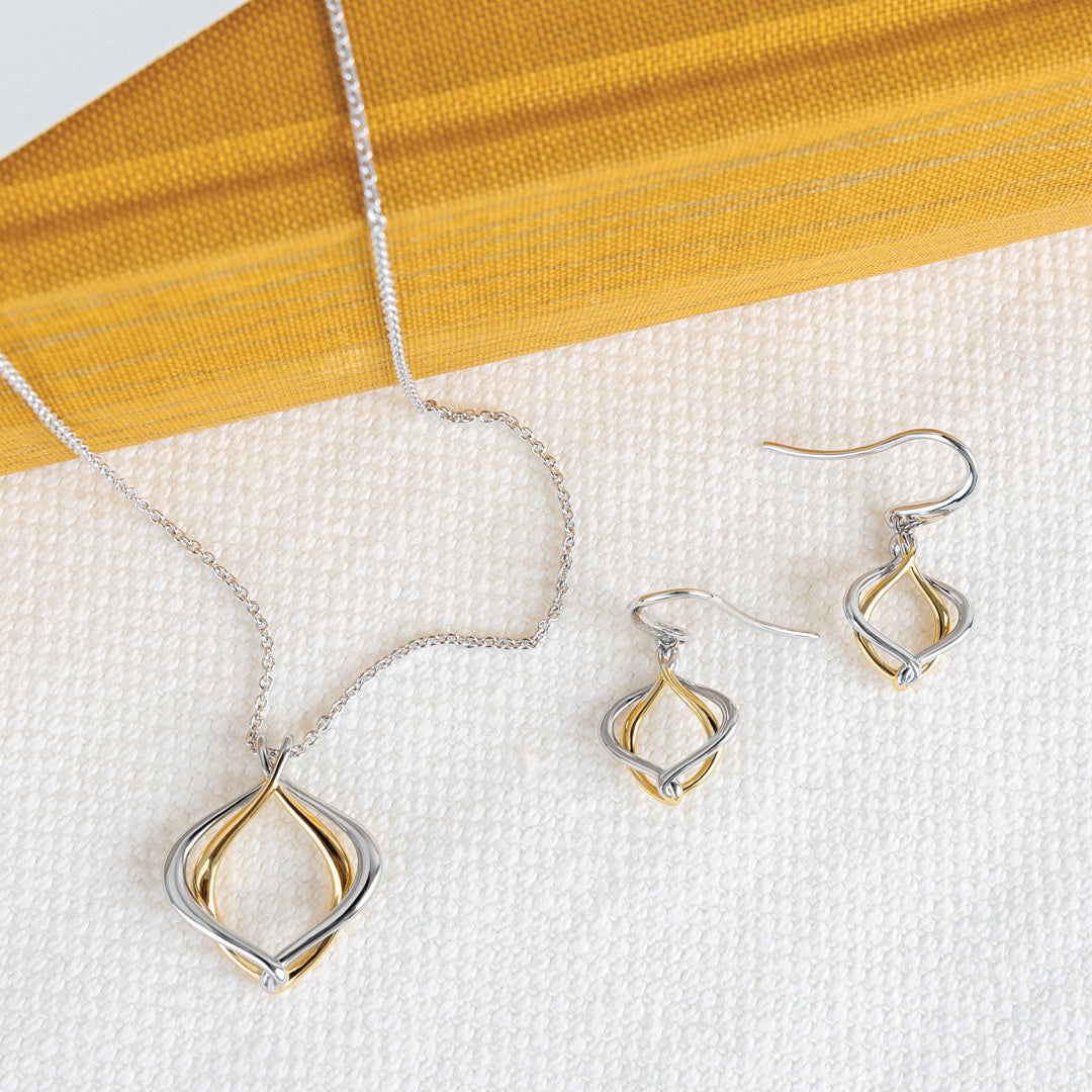 Alicia Golden Rhodium/Gold coated Petite Drop Earrings