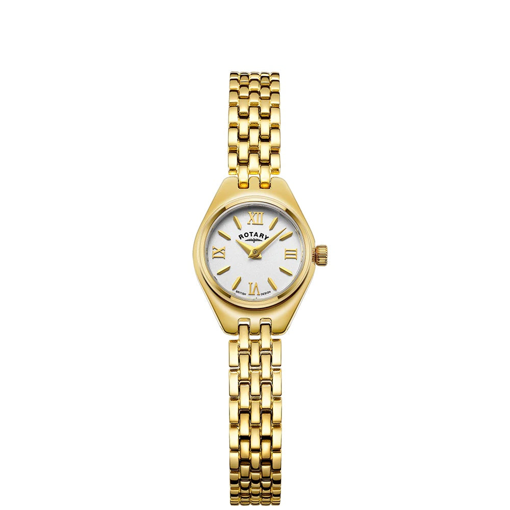 Lady's gold coated cocktail white dial bracelet watch