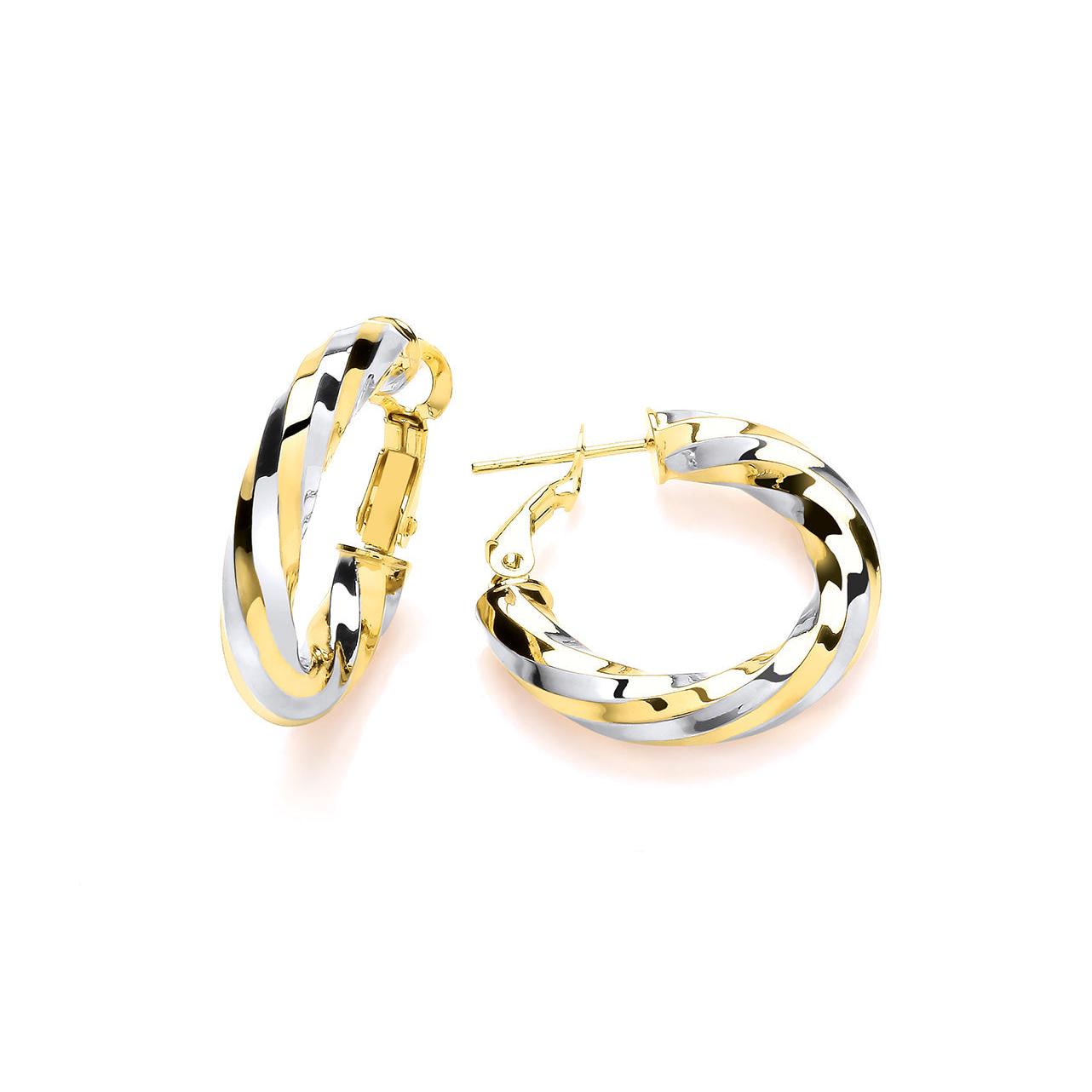 9ct 2 col Pol twist hoop