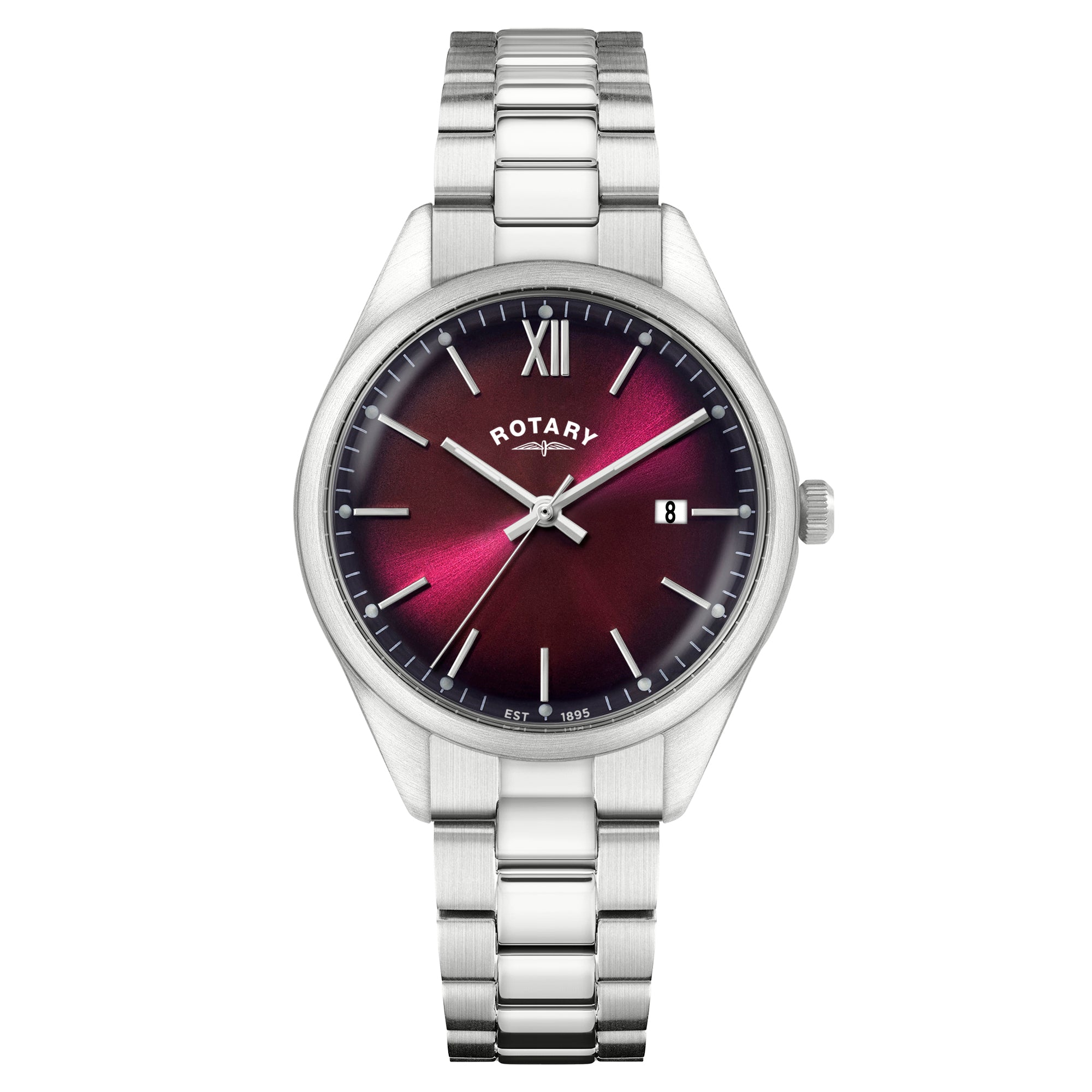 Heritage Stainless steel Burgundy dial bracelet watch