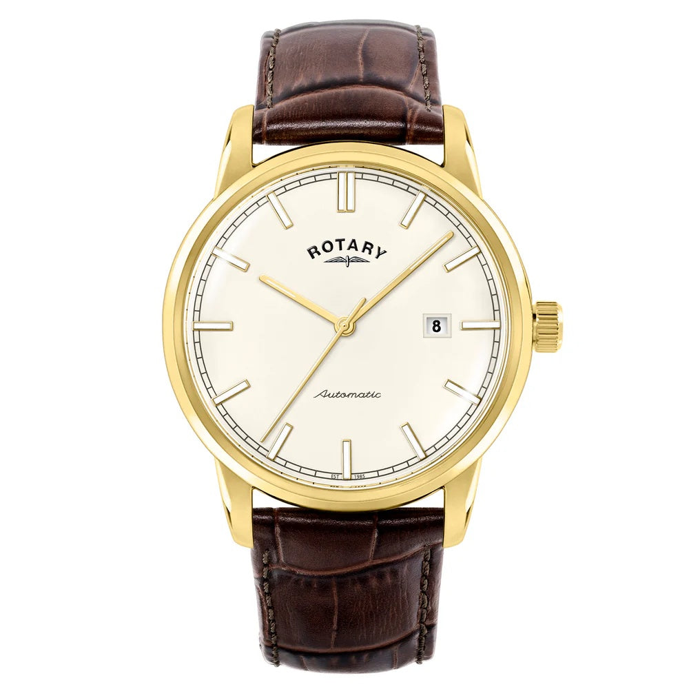Heritage Cream dial automatic brown strap watch