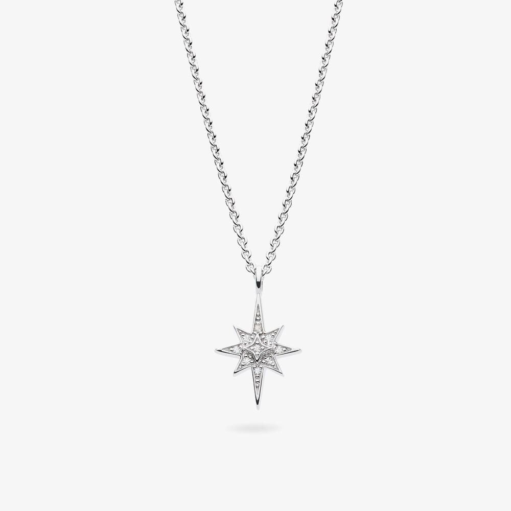Celeste North Star CZ rhodium coated Petite 18" Necklet