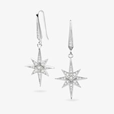 Céleste North Star Zirconia Rhodium Plated Grande Drop Earrings
