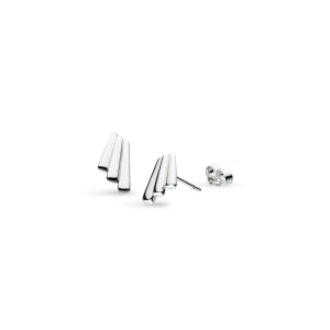 Silver and Yellow Gold Plated Blossom Wood Rose Stud Earrings
