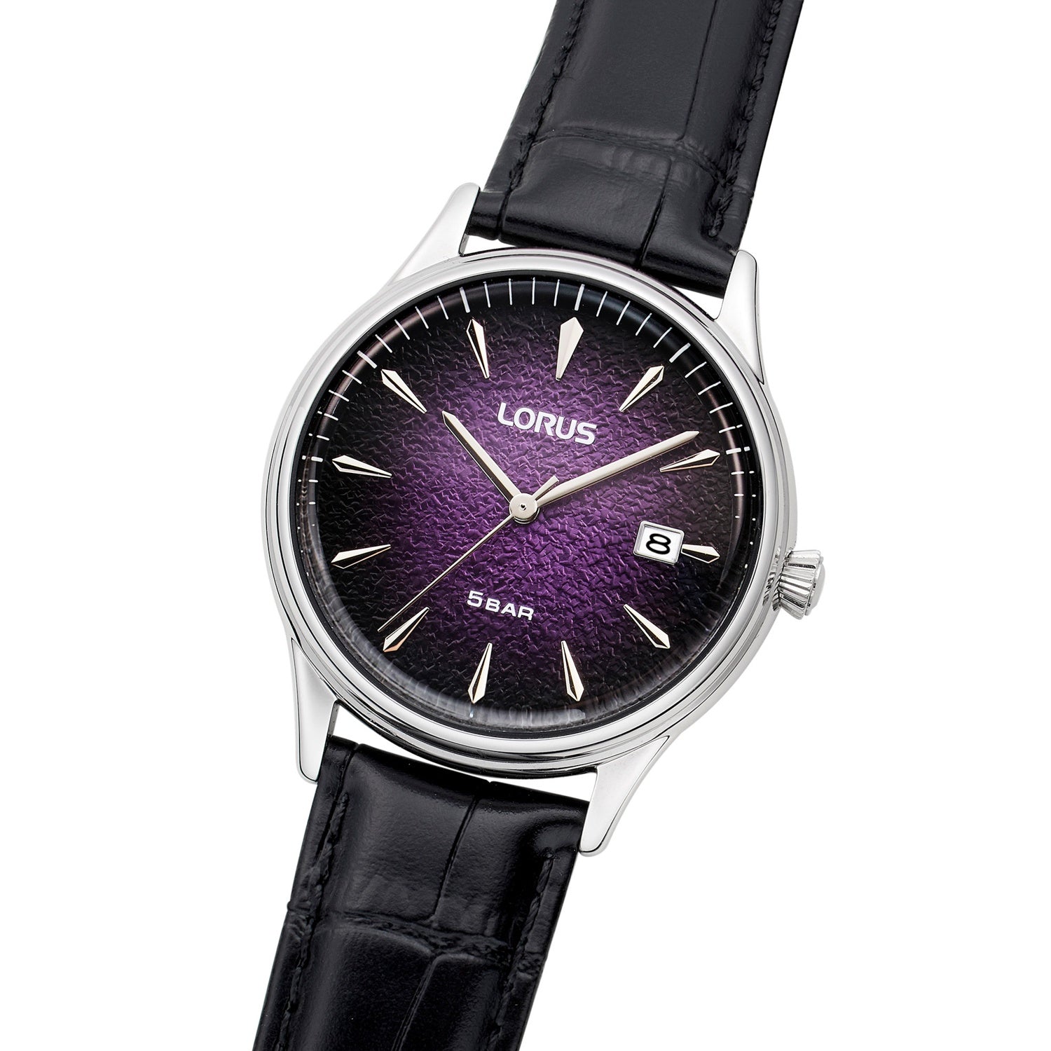Men’s Deep Purple Colour Fade Dial Leather Strap