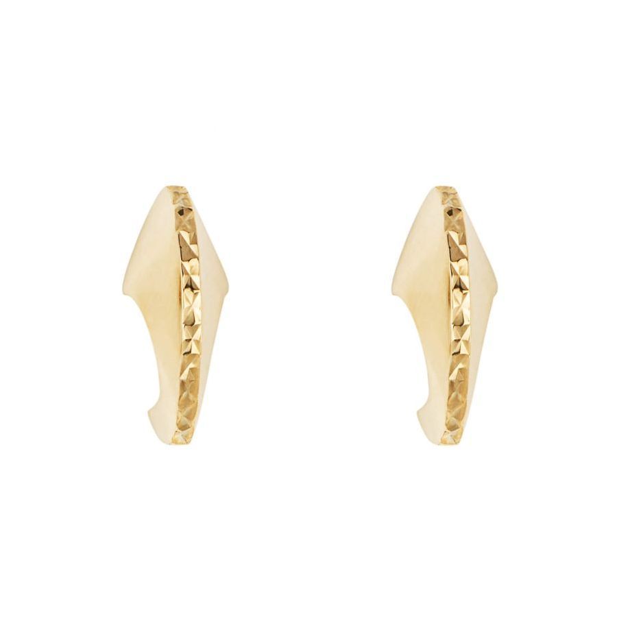 9ct Yellow Gold Open Hook Diamond Cut Earrings