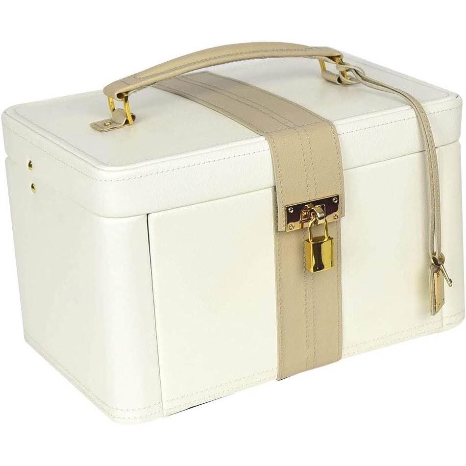 Large Cream & Mink jewellery box