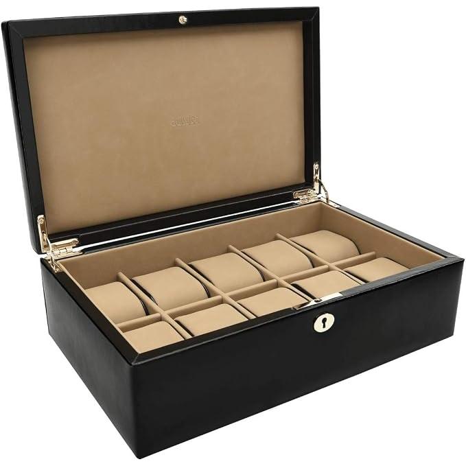 Black 10 piece watch box