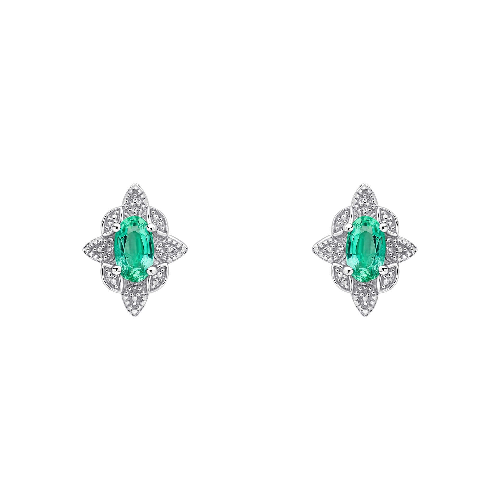 Emerald Art Deco Stud Earrings