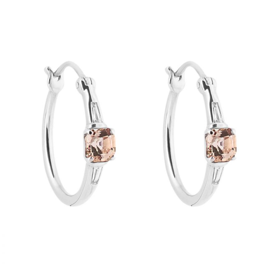 9ct White Gold Morganite & Diamond Hoop Earrings