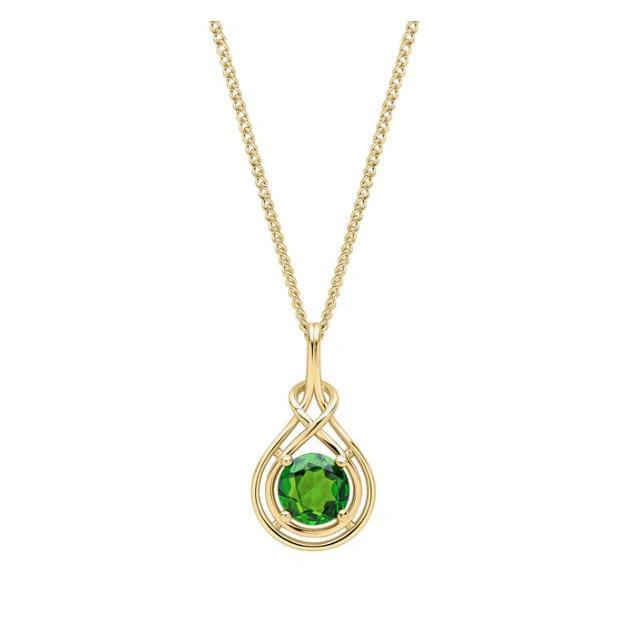 9ct Yellow Gold Celtic Green Diopside Pendant