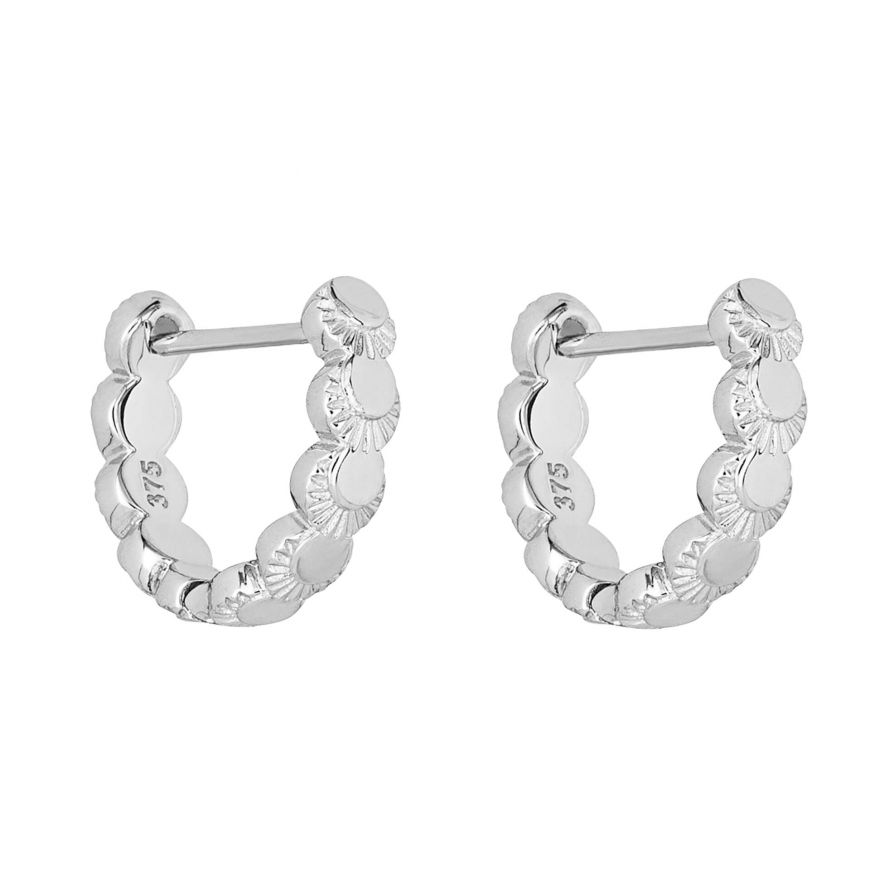9ct White Gold Crescent Hoop Earrings