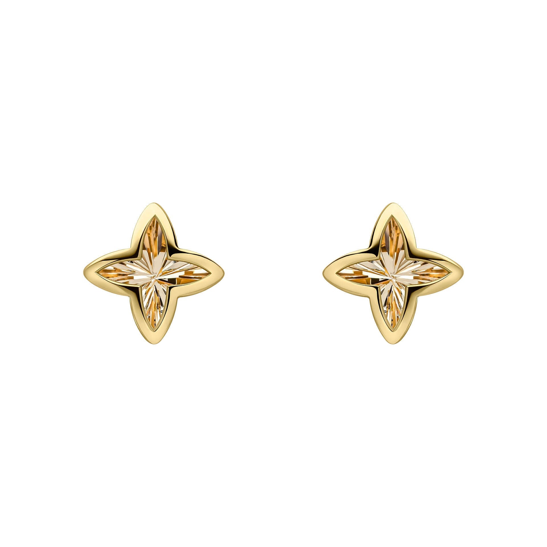9ct Yellow Gold Textured Flower Stud Earrings