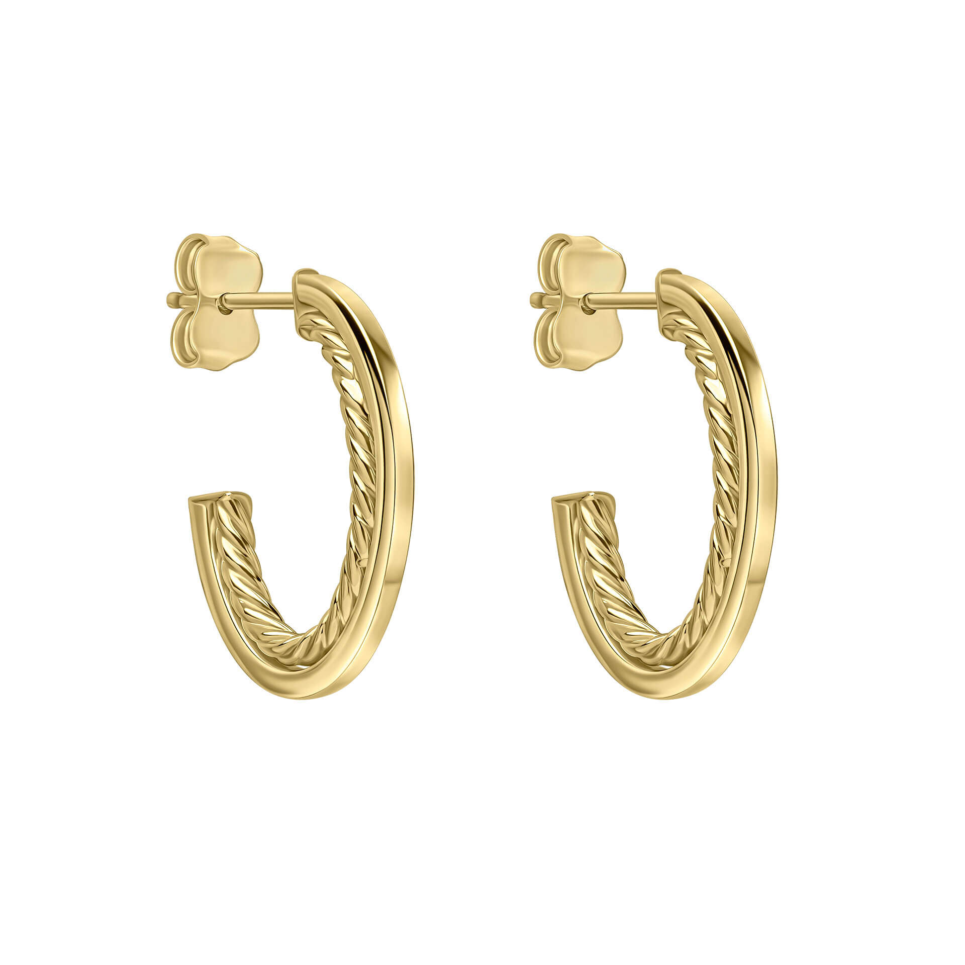9ct Yellow Gold Rope Twist Open Hoop Earrings