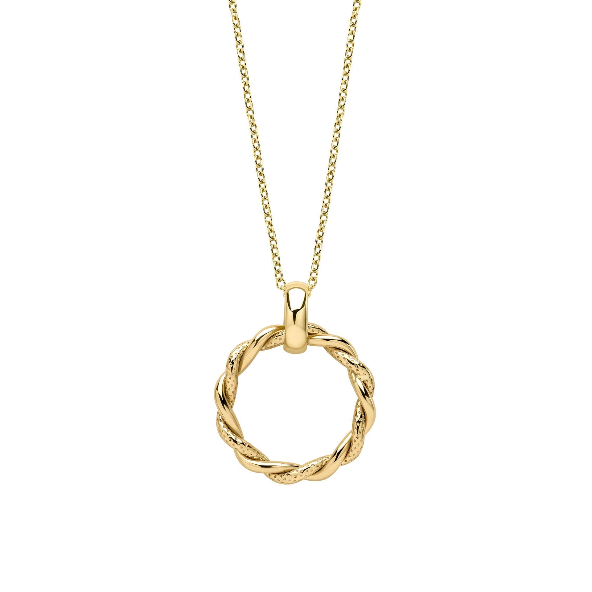 9ct Yellow Gold Rope Twist Hoop Pendant
