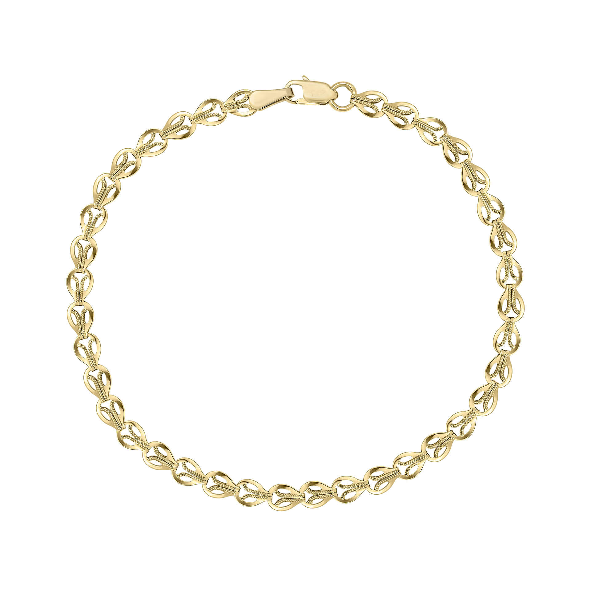 9ct Yellow gold Stampato Link Chain Bracelet