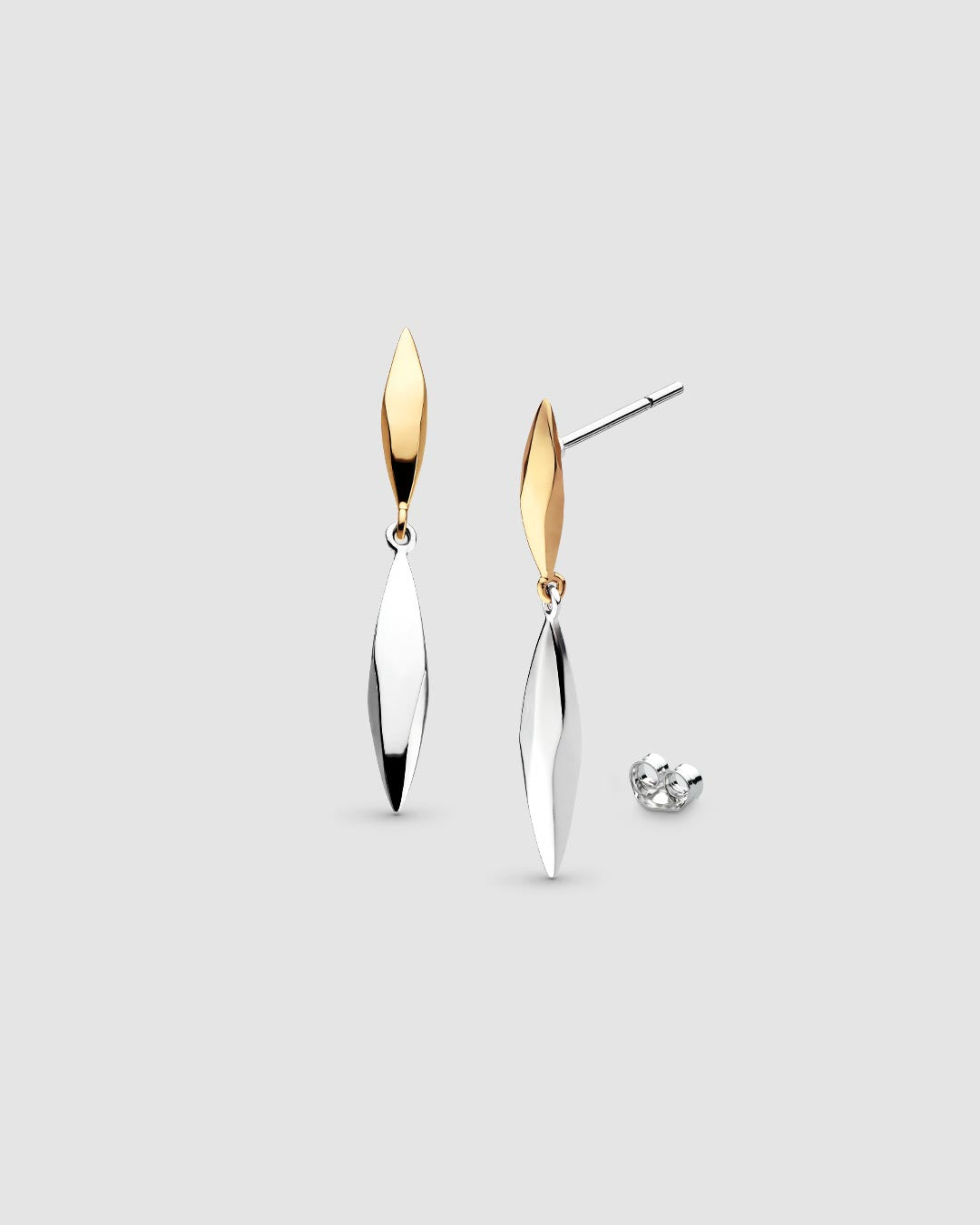 Glint Golden Two-Tone Drop Earrings