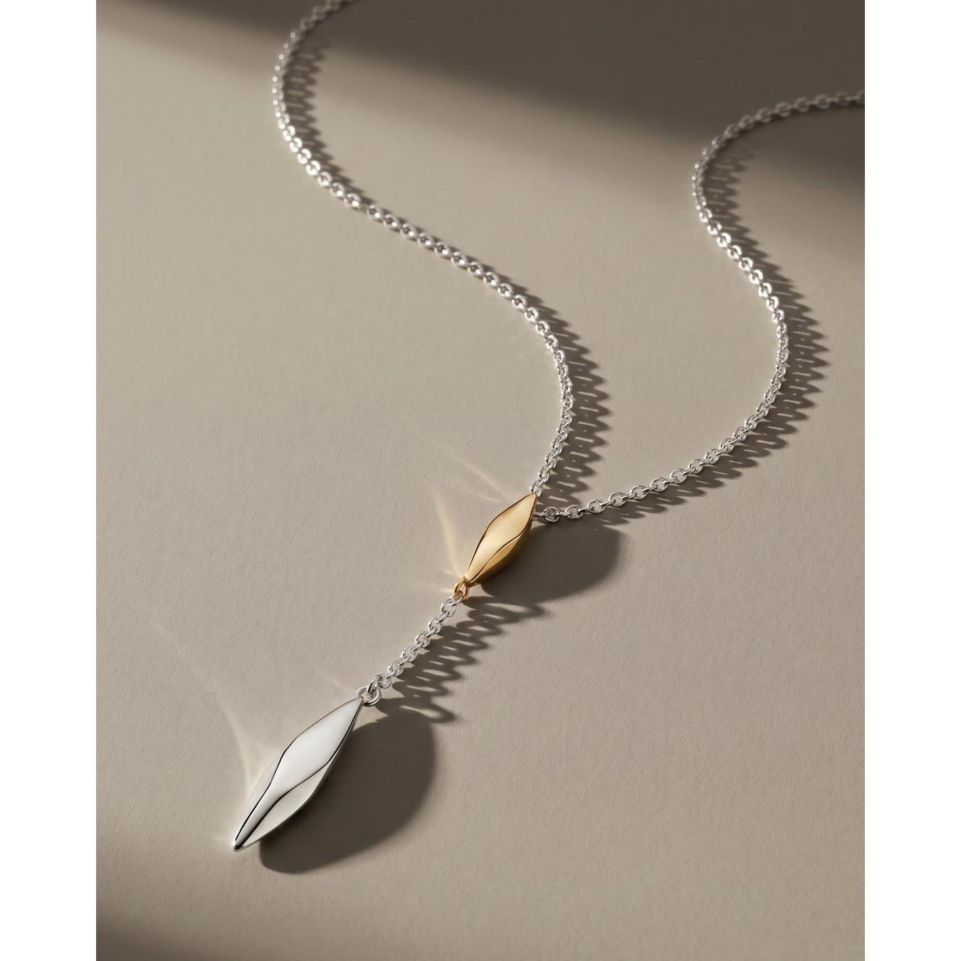 Glint Golden Two-Tone Lariat-Style Necklace