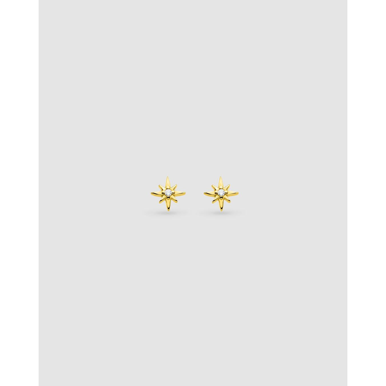 Celeste North Star Cubic Zirconia Gold Plated Stud Earrings